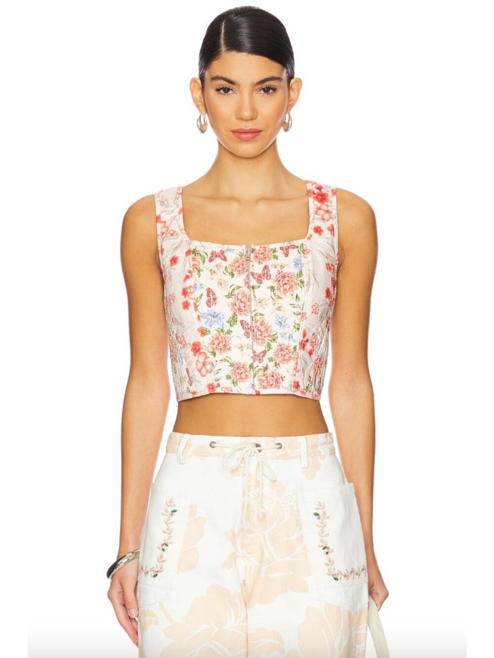 Agua Bendita Connie Trimming Tank Top Floral Multi Womens Size Medium